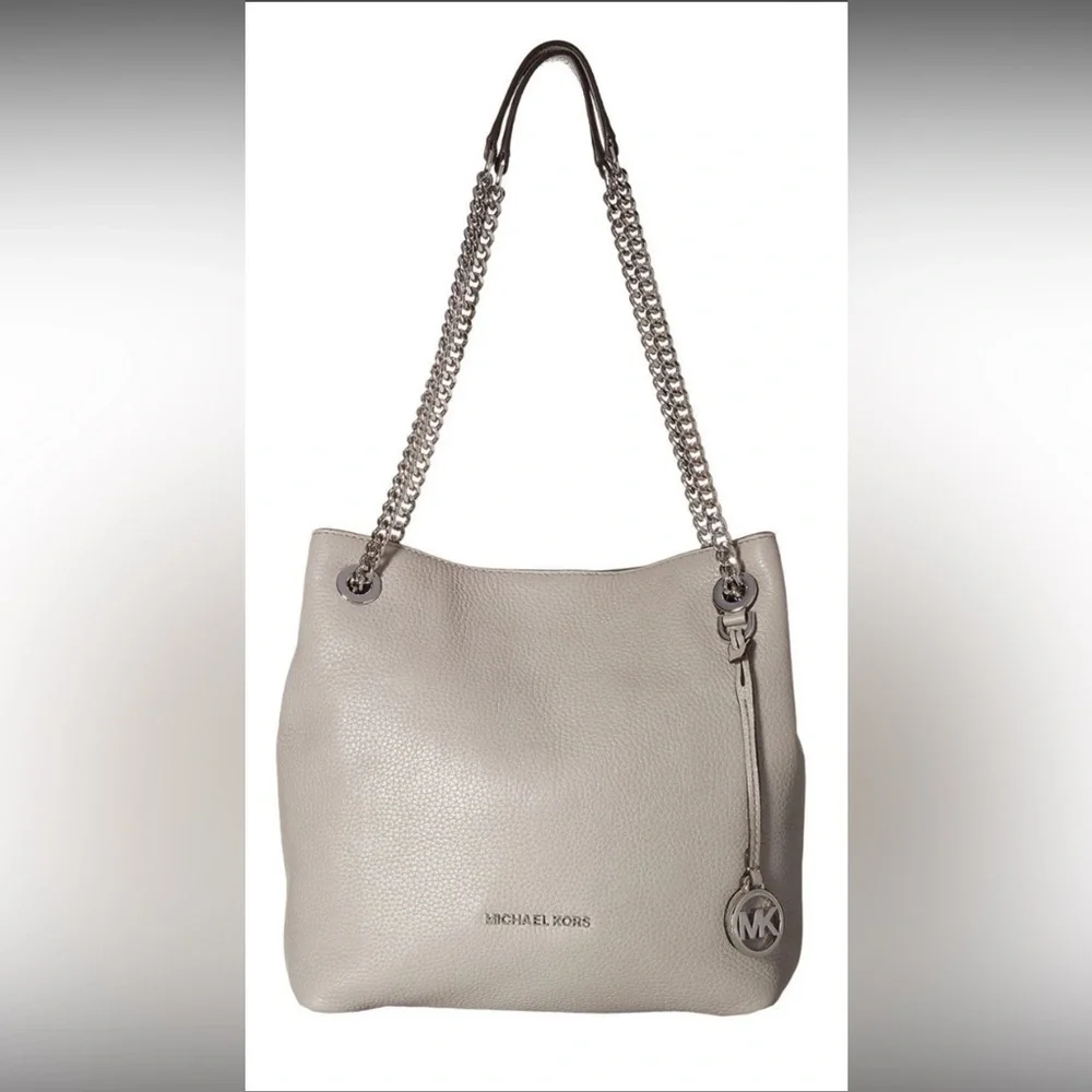 Michael Kors Jet Set Medium Pebbled Leather Chain Shoulder Bag.